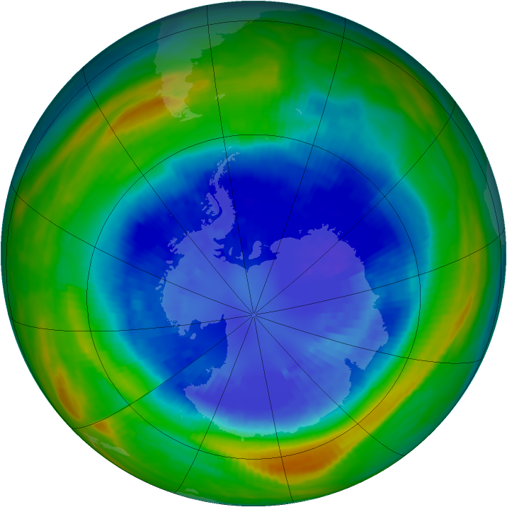 Antarctic ozone map for 09 September 1990